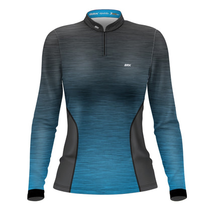 Camisa Feminina Agro Brk Mescla Cinza e Azul com Proteção Solar UV50+ - Brk Agro