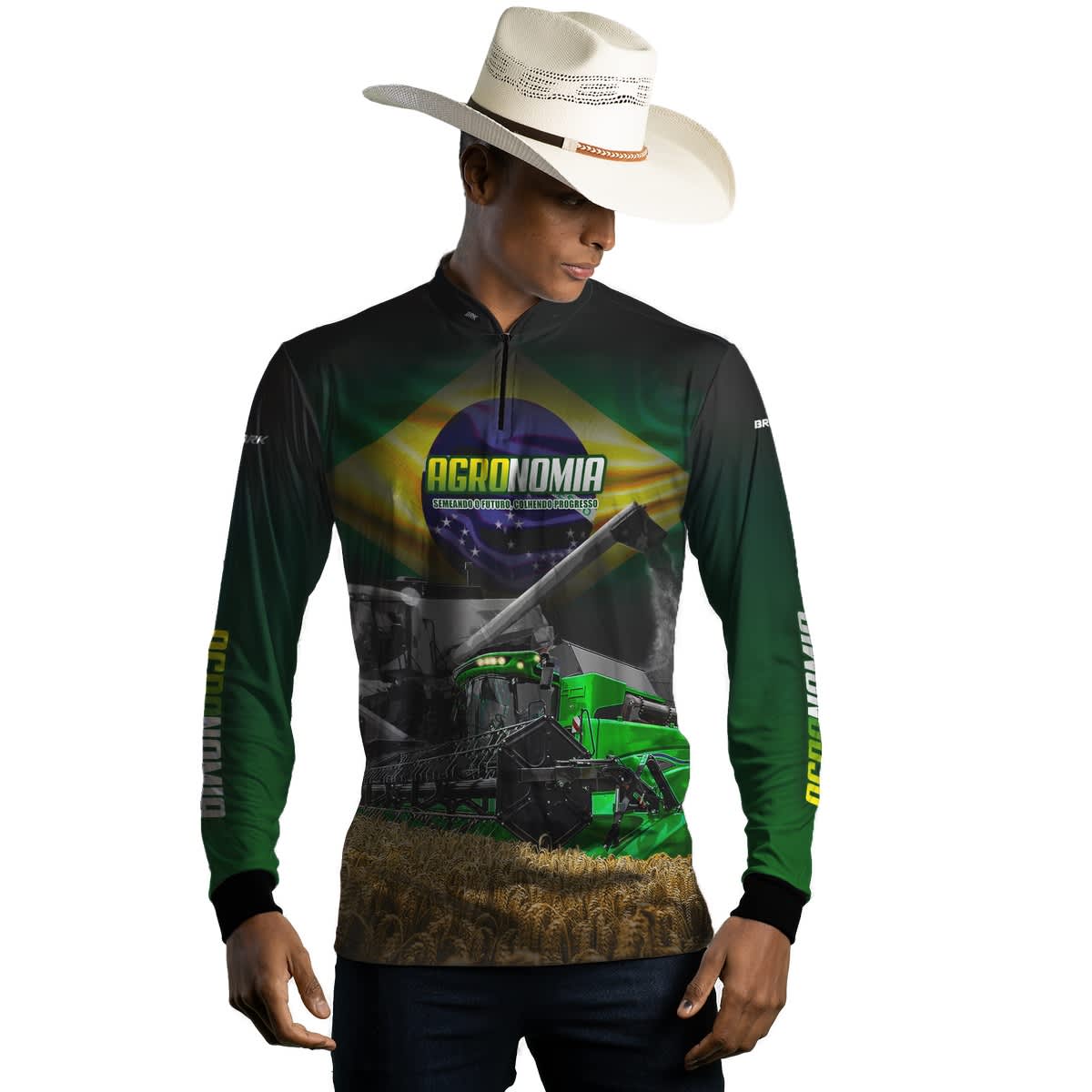 Camisa Agro Brk Trator Verde Agronomia com Proteção Solar UV50+ - BRK AGRO