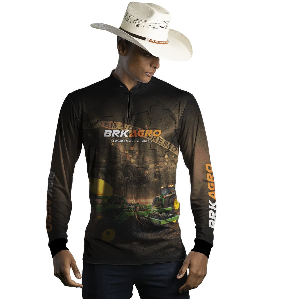 Camisa Agro Brk Plantadeira Marrom com Proteção Solar UV50+ - Brk Agro
