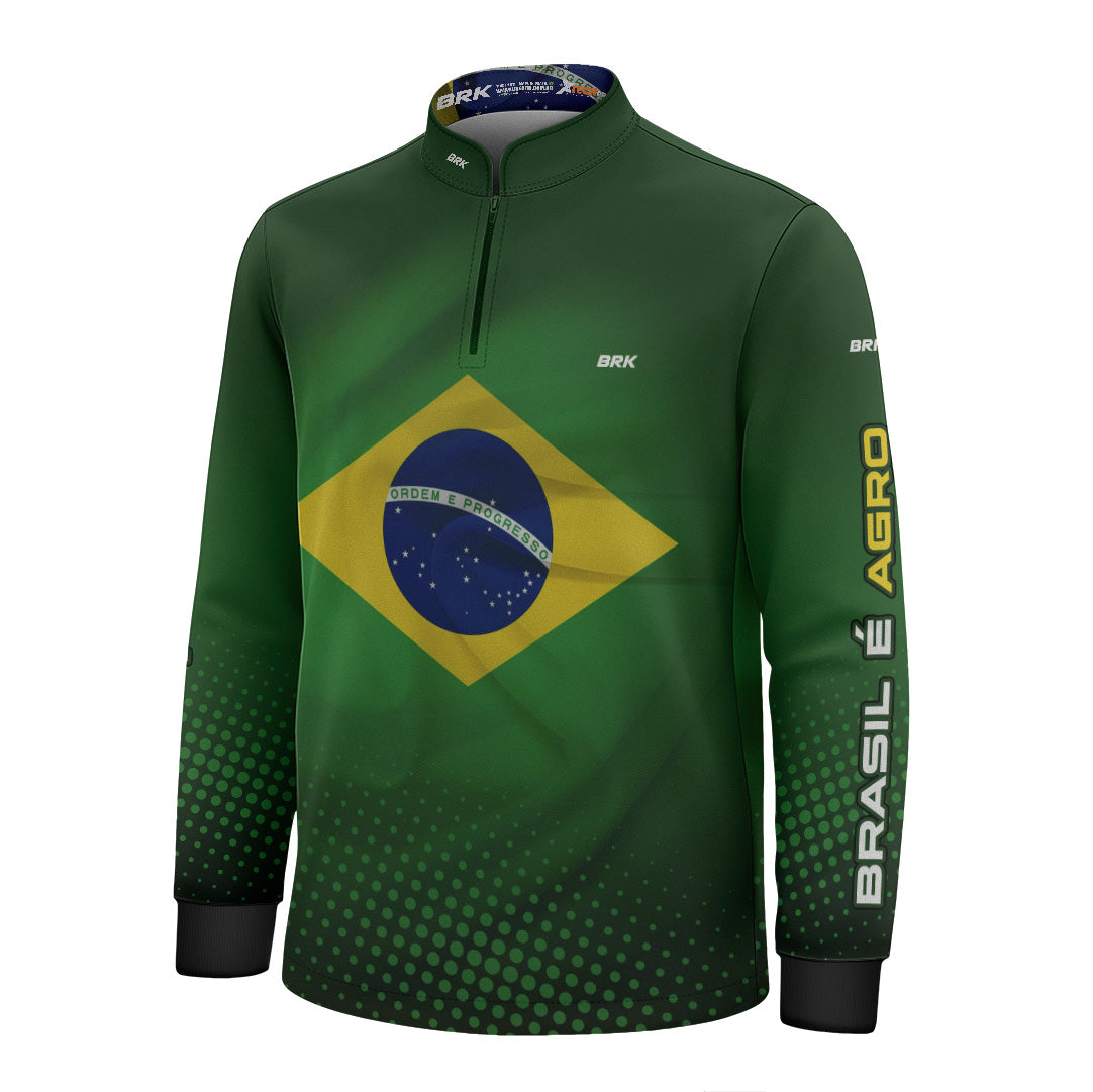 Camisa Infantil Agro Brk Brasil É Agro com Proteção Solar UV50+ - Brk Agro