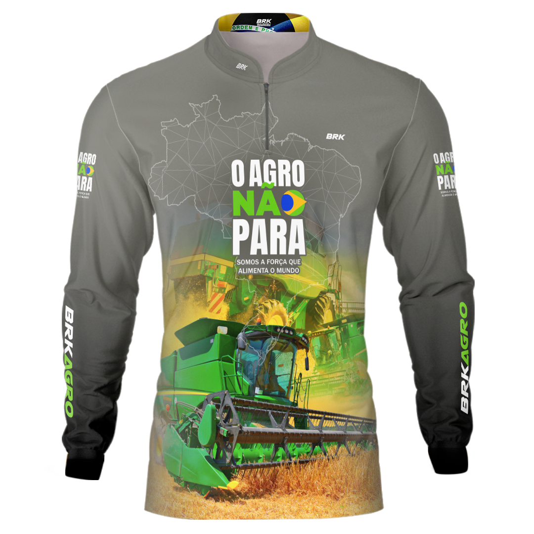 Camisa Agro Brk O Agro Não Para Trator Verde Claro com UV50+ - BRK AGRO