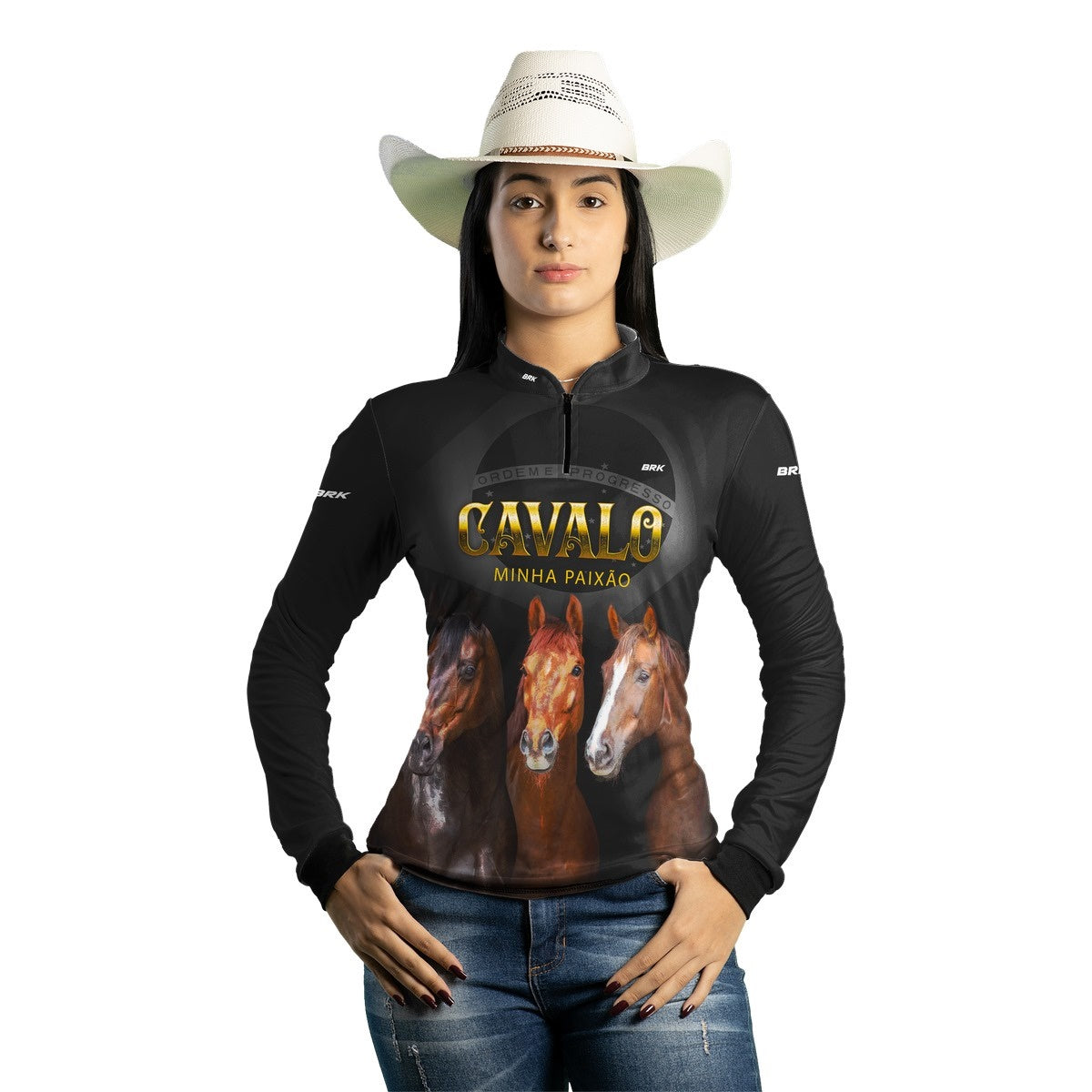 Camisa Feminina Agro Brk Paixão por Cavalos com Proteção Solar UV50+ - Brk Agro