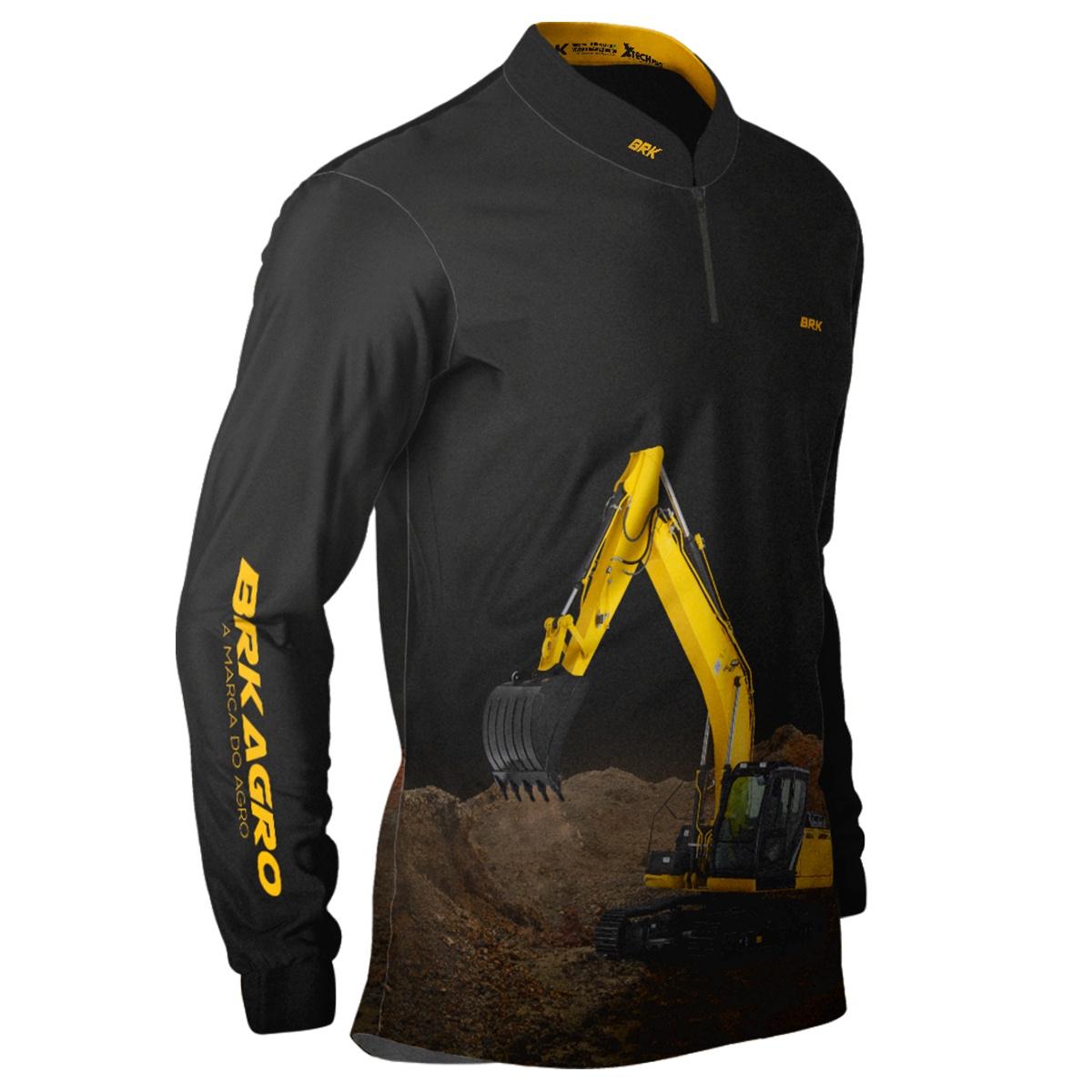 Camisa Agro Brk Amarela e Preta Escavadeira com UV50+ - Brk Agro