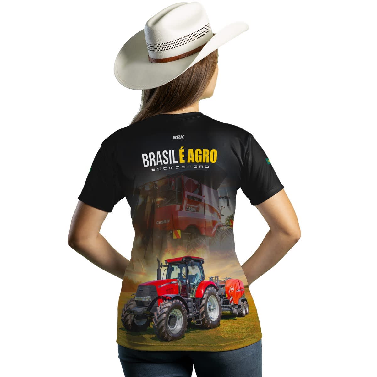 Camiseta Agro Brk Brasil é Agro Trator com Proteção Solar UV50+ - Brk Agro