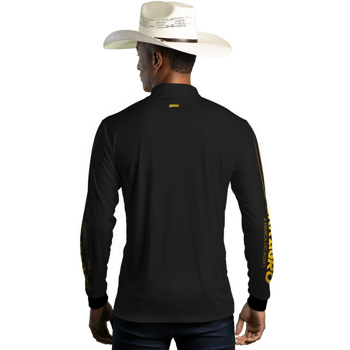 Camisa Agro Brk Básica Preto e Amarelo com Proteção Solar UV50+ - Brk Agro