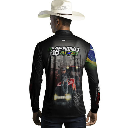 Camisa Agro Brk Menino do Agro Trator Vermelho com Proteção Solar UV50+ - Brk Agro
