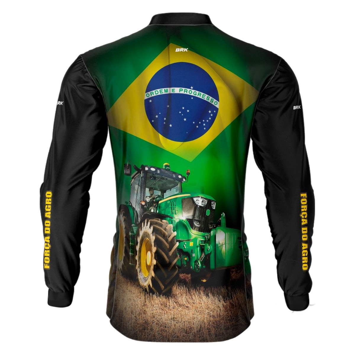 Camisa Agro Brk Trator Verde Brasil Com Proteção Solar UV50+ Envio Imediato - Brk Agro