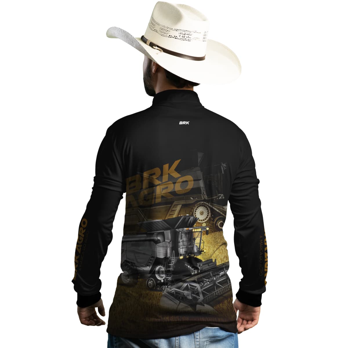 Camisa Agro Brk Preta Colheitadeira Ideal com Proteção Solar UV50+ - Brk Agro