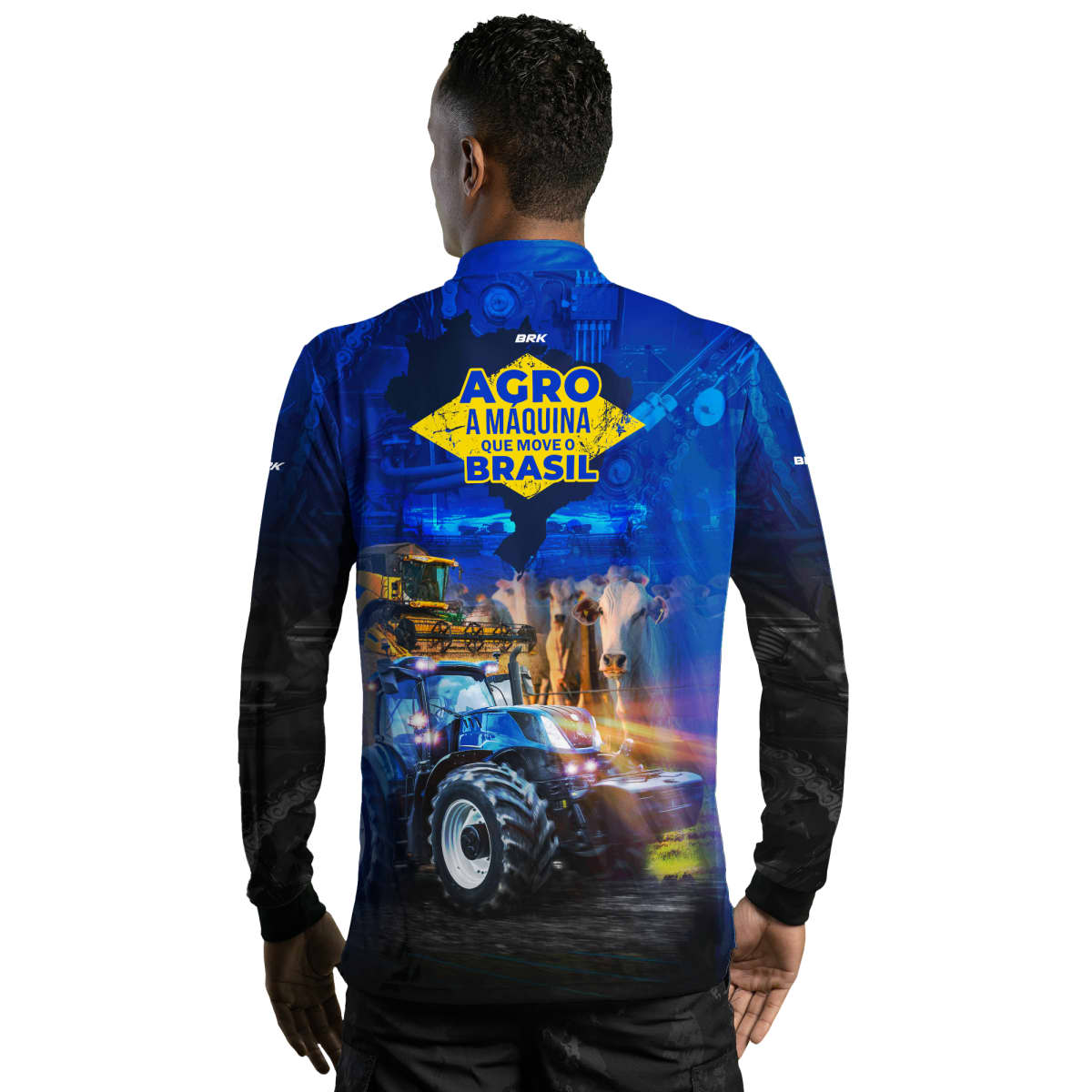 Camisa Agro Brk Azul Máquina que Move o Brasil com Proteção Solar UV50+ - Brk Agro