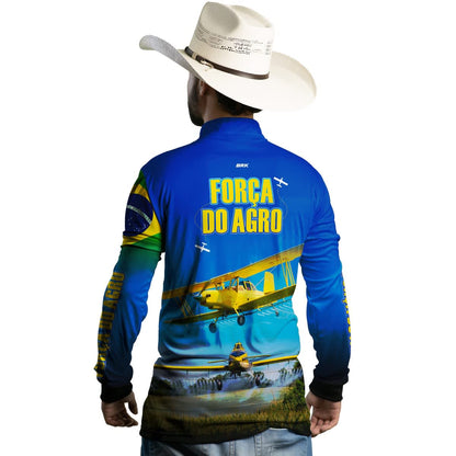 Camisa Agro Brk Azul Aviação Agrícola com Proteção Solar UV50+ - Brk Agro