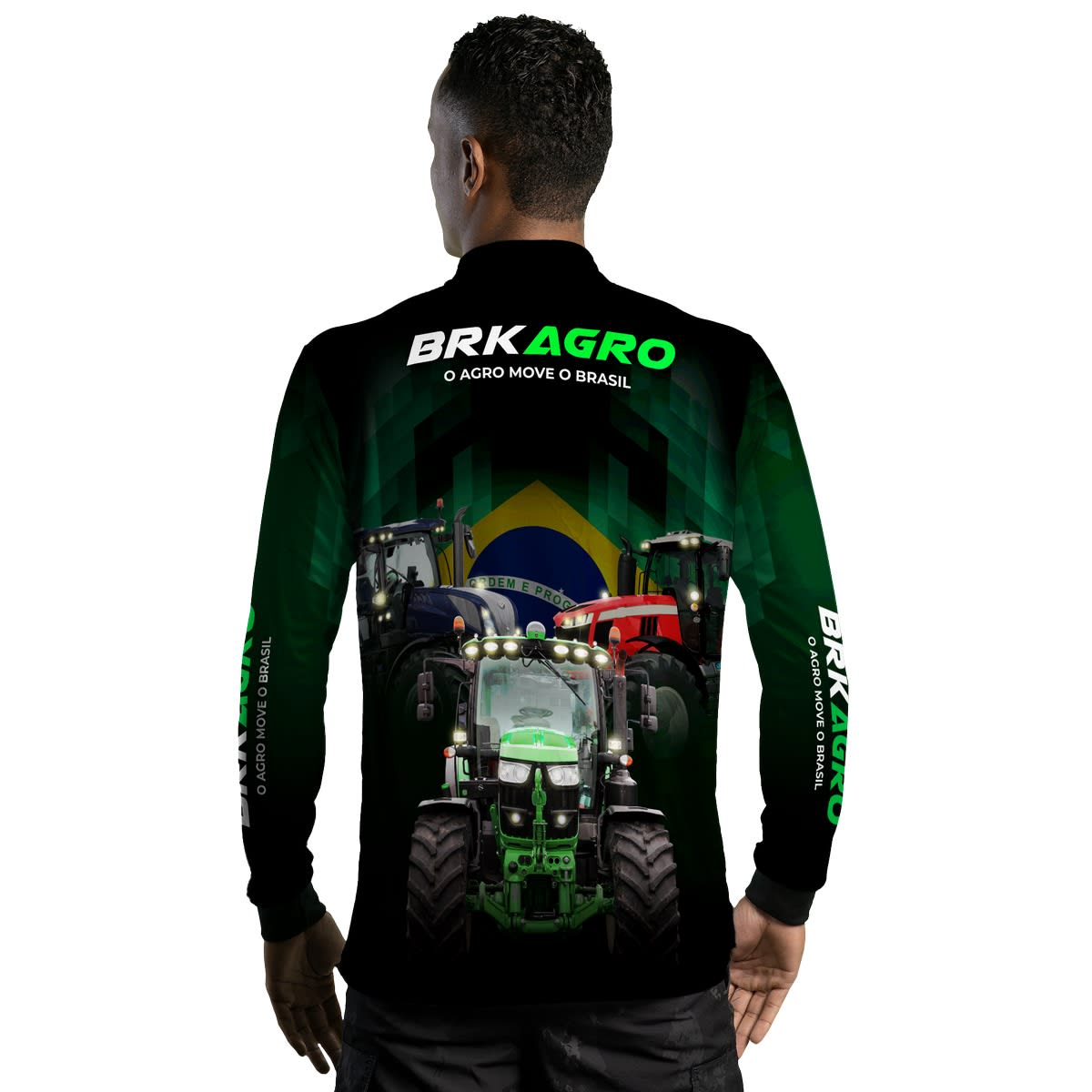 Camisa Agro Brk Preta Tratores com Proteção Solar UV50+ - Brk Agro