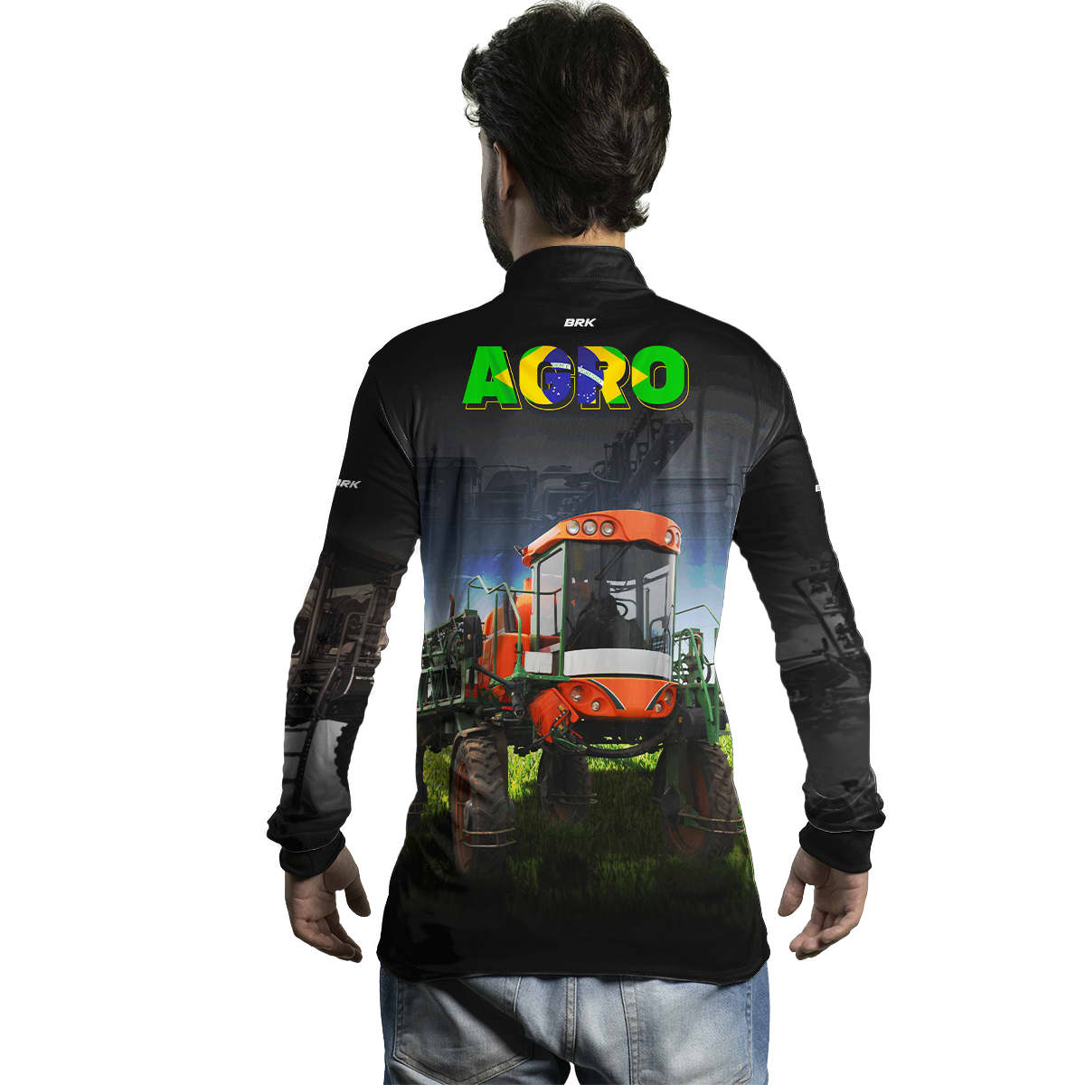 Camisa Agro Brk Pulverizador Trator Laranja com Proteção Solar UV50+ - Brk Agro