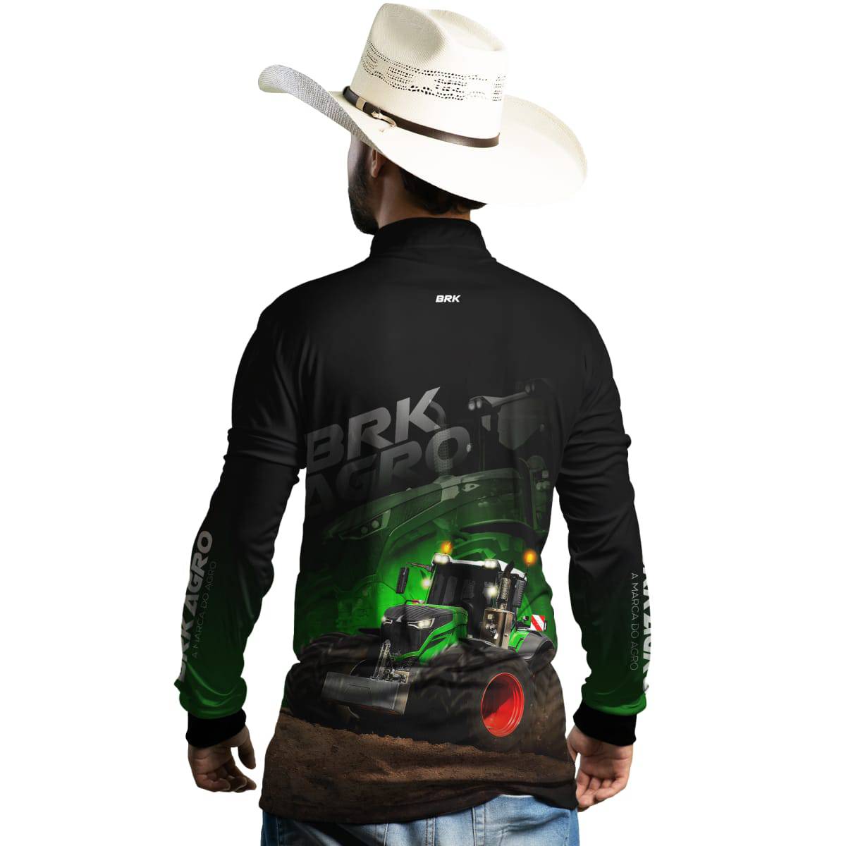 Camisa Agro Brk Trator Vario 1000 Preta com Proteção Solar UV50+ - Brk Agro