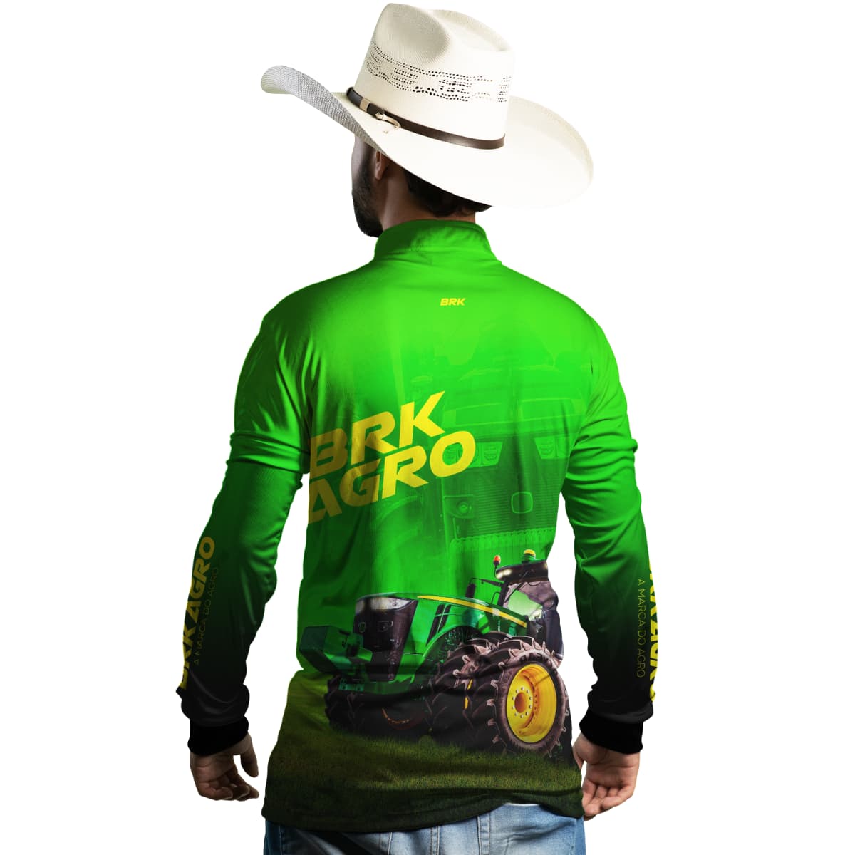 Camisa Agro Brk Trator 8250R Verde com Proteção Solar UV50+ - Brk Agro