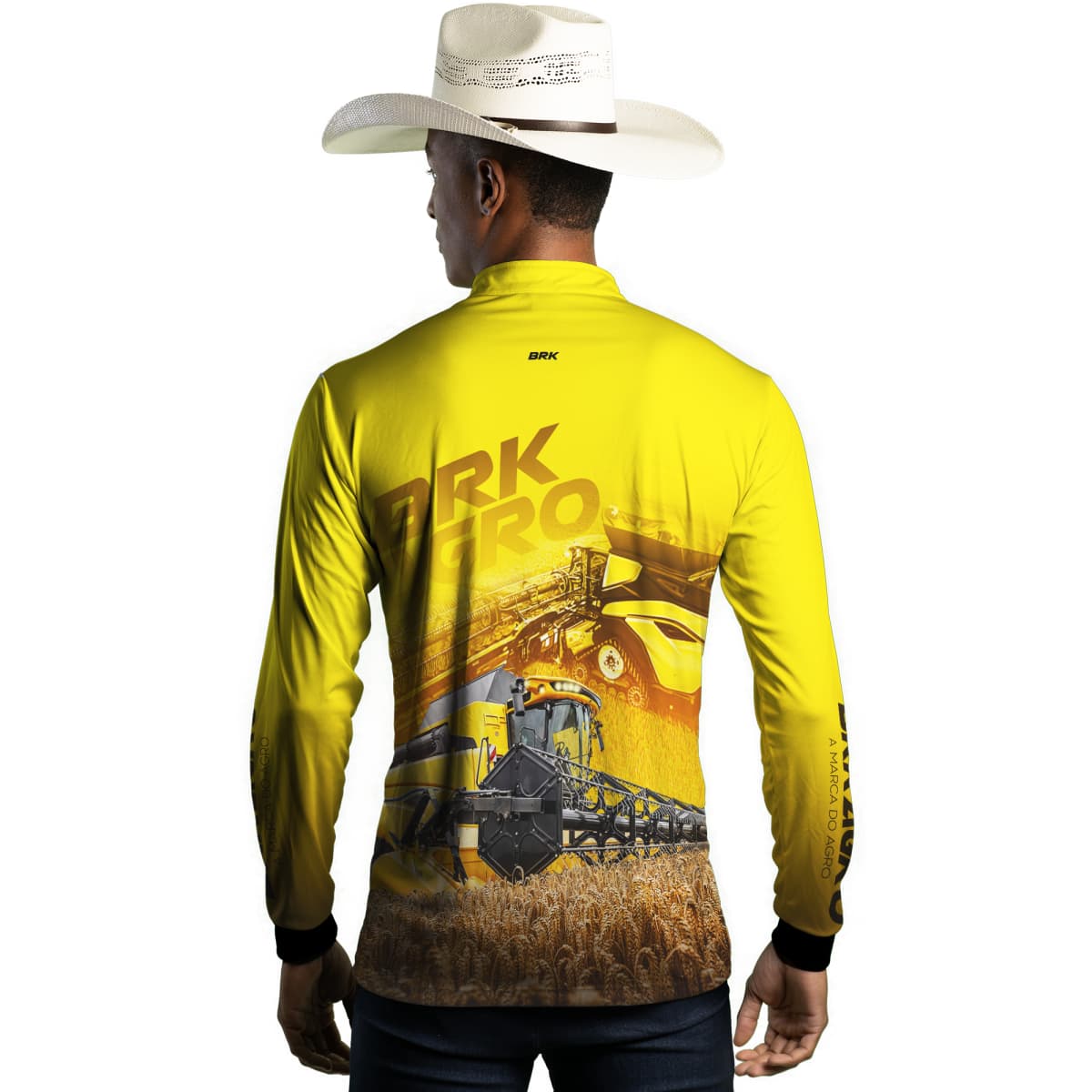 Camisa Agro Brk Colheitadeira CR11 Amarela com Proteção Solar UV50+ - Brk Agro