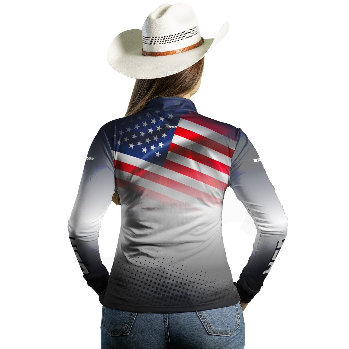 Camisa Agro Brk Branca Estados Unidos com Proteção Solar UV50+ - BRK AGRO