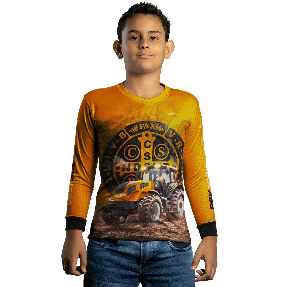 Camisa Agro Brk Trator São Bento Laranja com Proteção Solar UV50+ - BRK AGRO