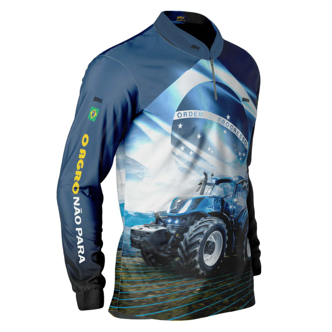 Camisa Agro Brk O Agro não Para Azul 02 com Proteção Solar UV50+ - BRK AGRO
