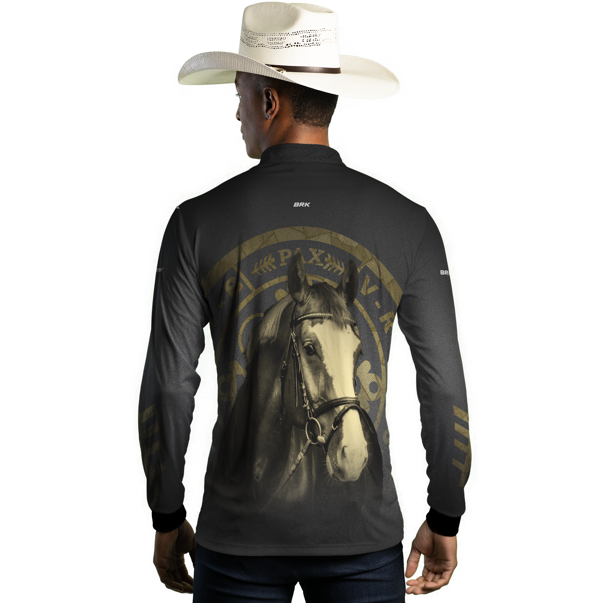 KIt 1 Boné Trucker Agro São Bento + 1 Camisa Agro Brk Medalhão de São bento Cavalo com Proteção Solar UV50+ - Brk Agro