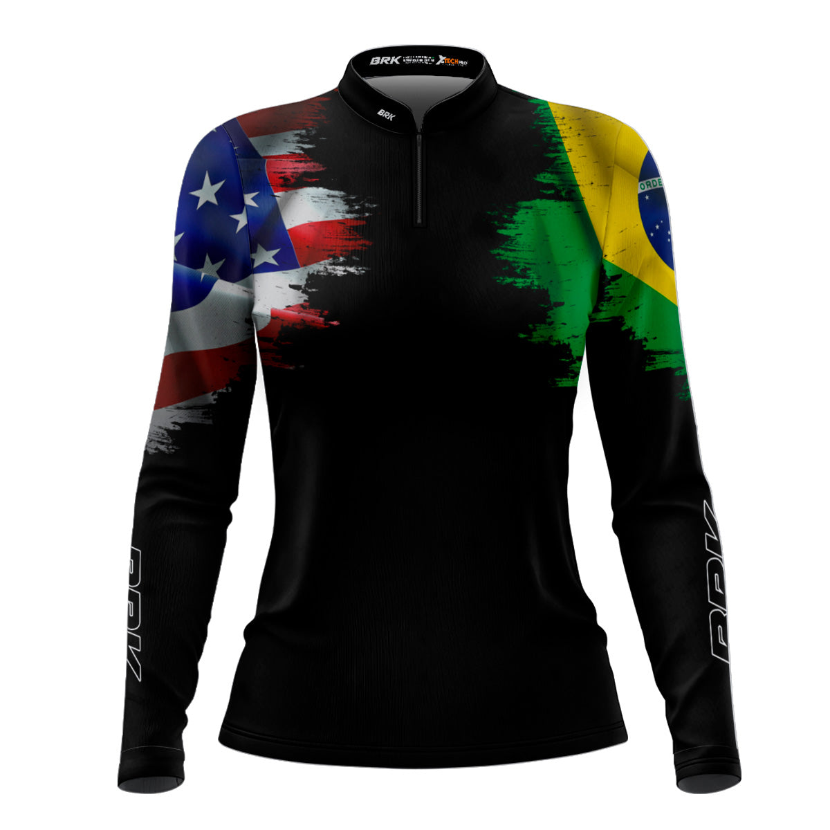 Camisa Feminina Agro  Brk Bandeira Brasil Estados Unidos com UV50+ - Brk Agro