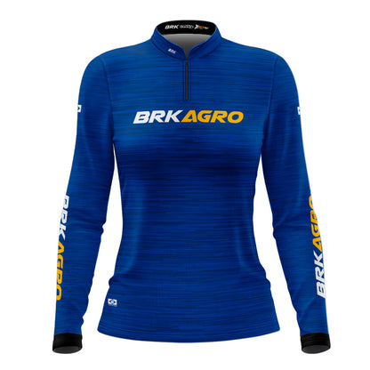 Camisa Feminina Agro  Brk Mescla Azul Royal com Proteção Solar UV50+ - Brk Agro