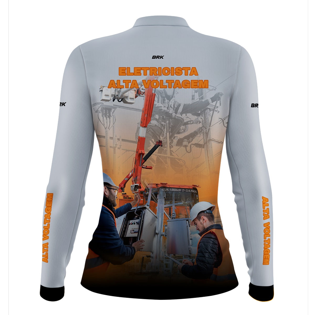 Camisa Brk Profissões Eletricista Alta Tensão Branca com Proteção UV50+ - Brk Agro
