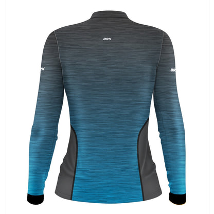 Camisa Feminina Agro Brk Mescla Cinza e Azul com Proteção Solar UV50+ - Brk Agro