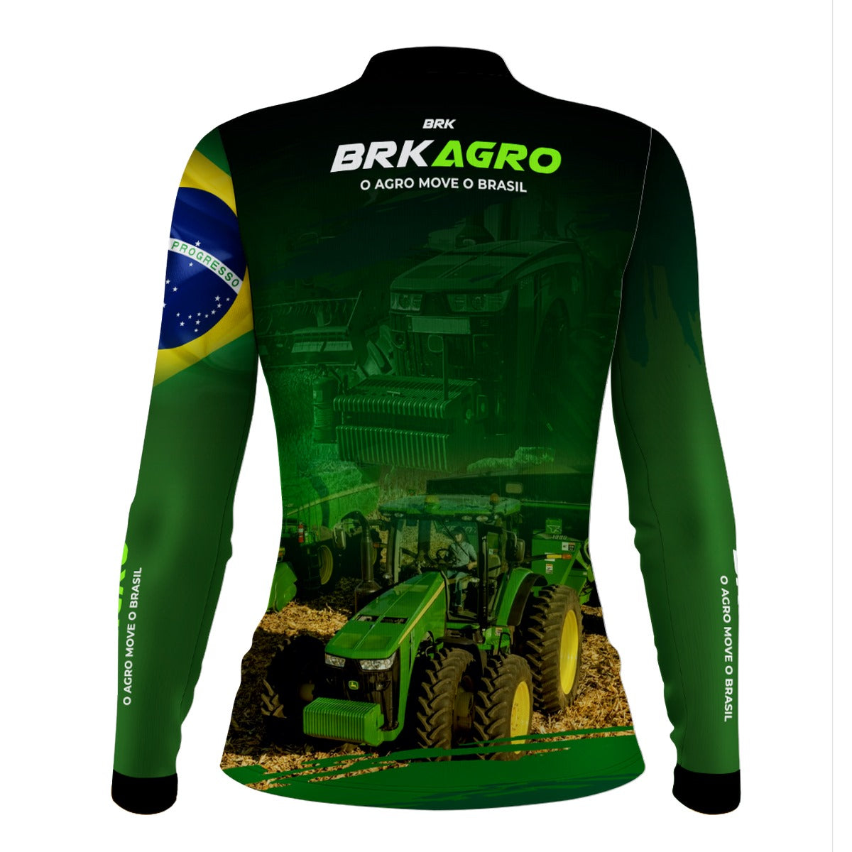 Camisa Feminina Agro Brk Verde o Agro Move o Brasil com Proteção Solar UV50+ - Brk Agro