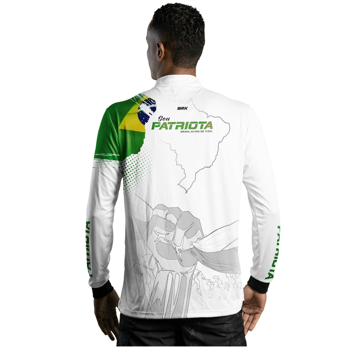 Camisa Agro Brk Básica Patriota Bandeira do Brasil Branca com Proteção UV50+ - BRK AGRO
