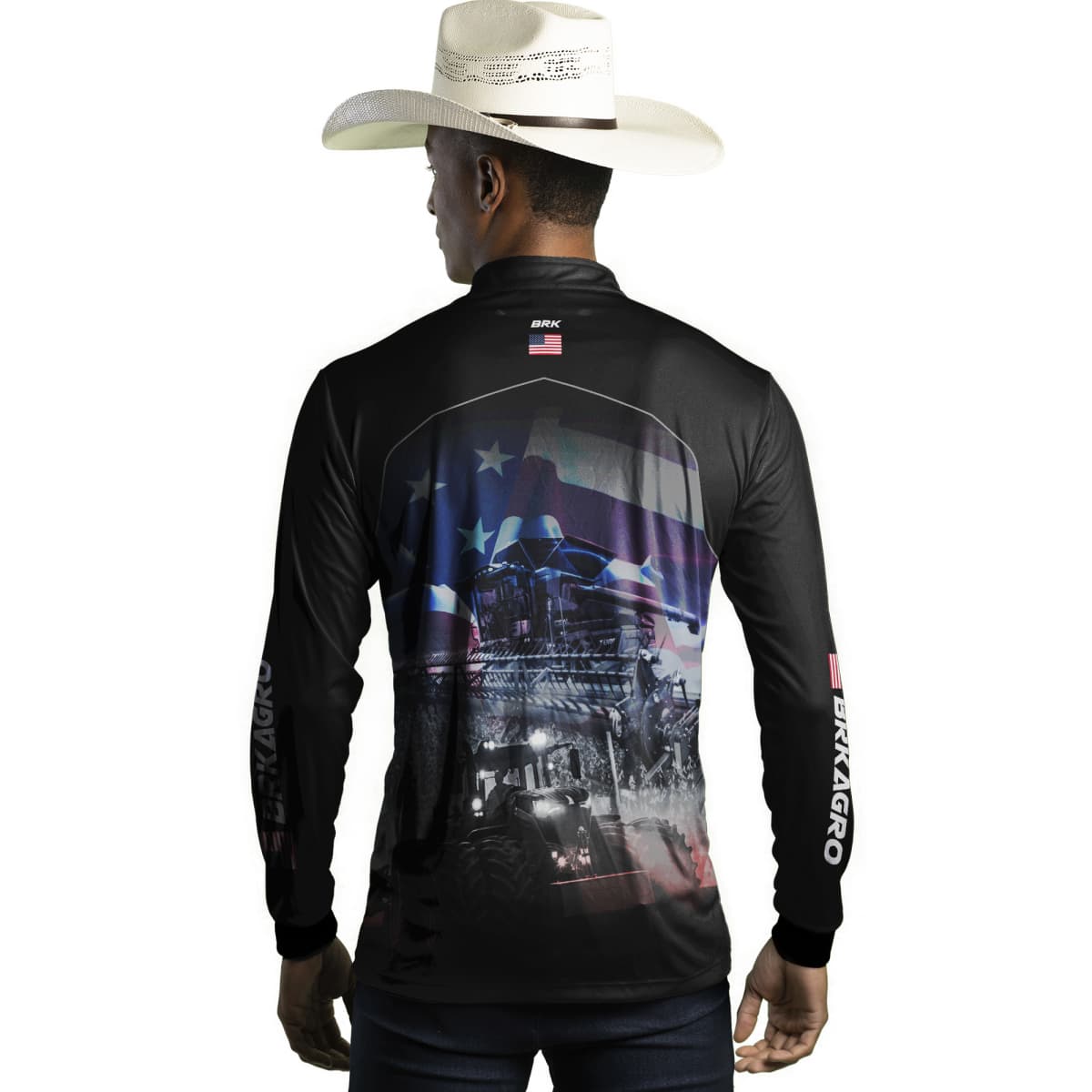 Camisa Agro Brk Veículos Agrícolas e Bandeira Estados Unidos com Proteção Solar UV50+ - BRK AGRO