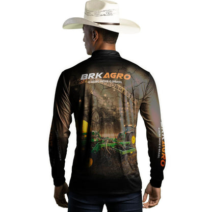 Camisa Agro Brk Plantadeira Marrom com Proteção Solar UV50+ - Brk Agro