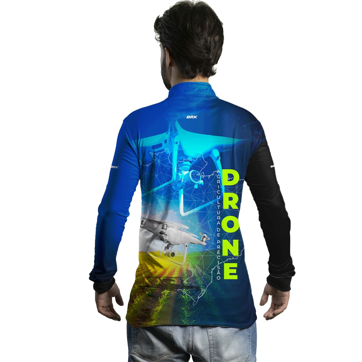 Camisa Agro Brk Azul Drone Agricultura de Precisão com Proteção Solar UV50+ - Brk Agro