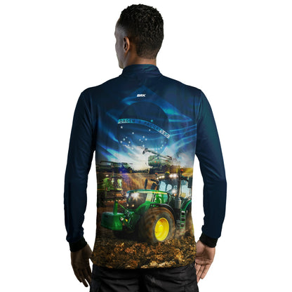 Camisa Agro Brk Trator Verde Brasil Azul com Proteção Solar UV50+ - Brk Agro
