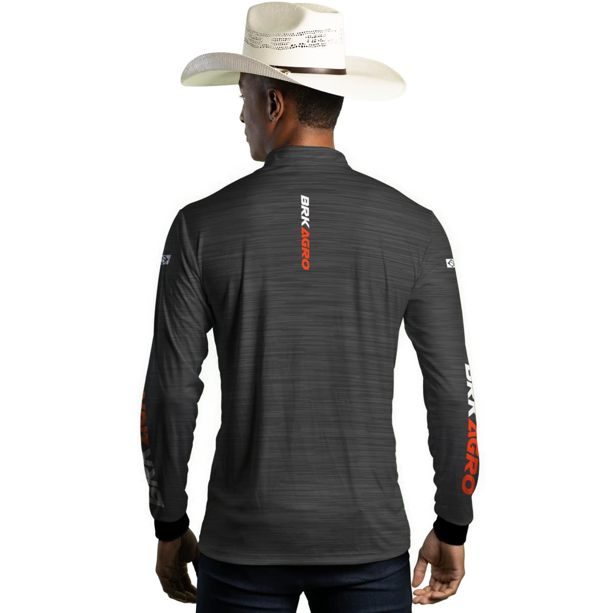 Camisa Agro Brk Mescla Preto Laranja com Proteção Solar UV50+ - Brk Agro