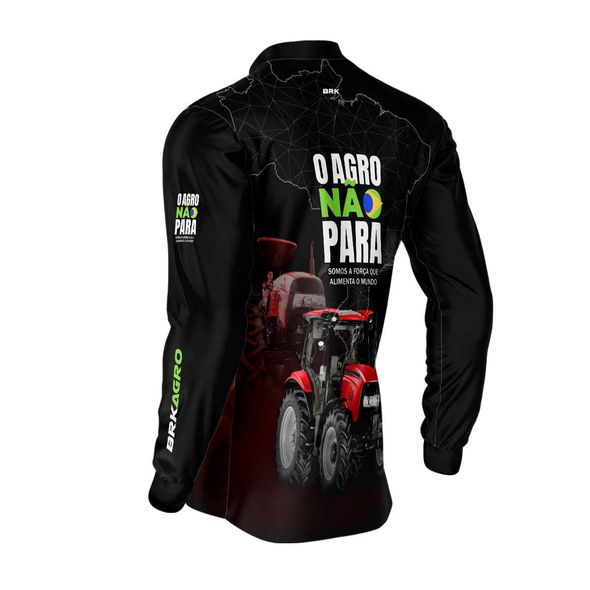 Camisa Agro Brk O Agro Não Para Preta e Vermelho com UV50+ - BRK AGRO