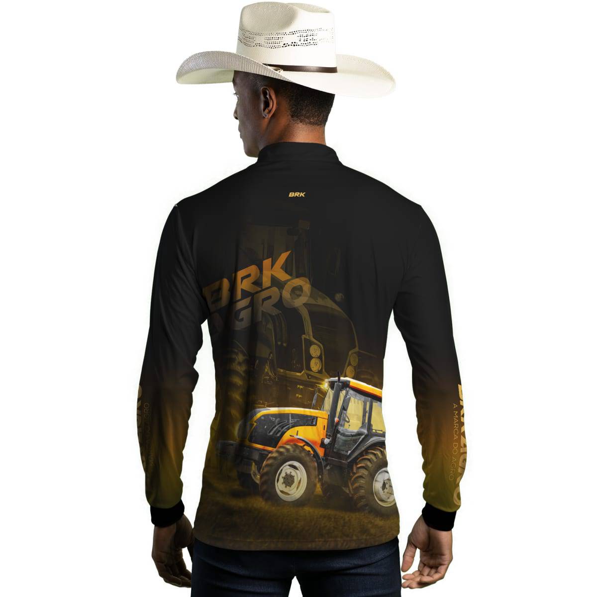 Camisa Agro Brk Trator BM135 Amarelo com Proteção Solar UV50+ - Brk Agro