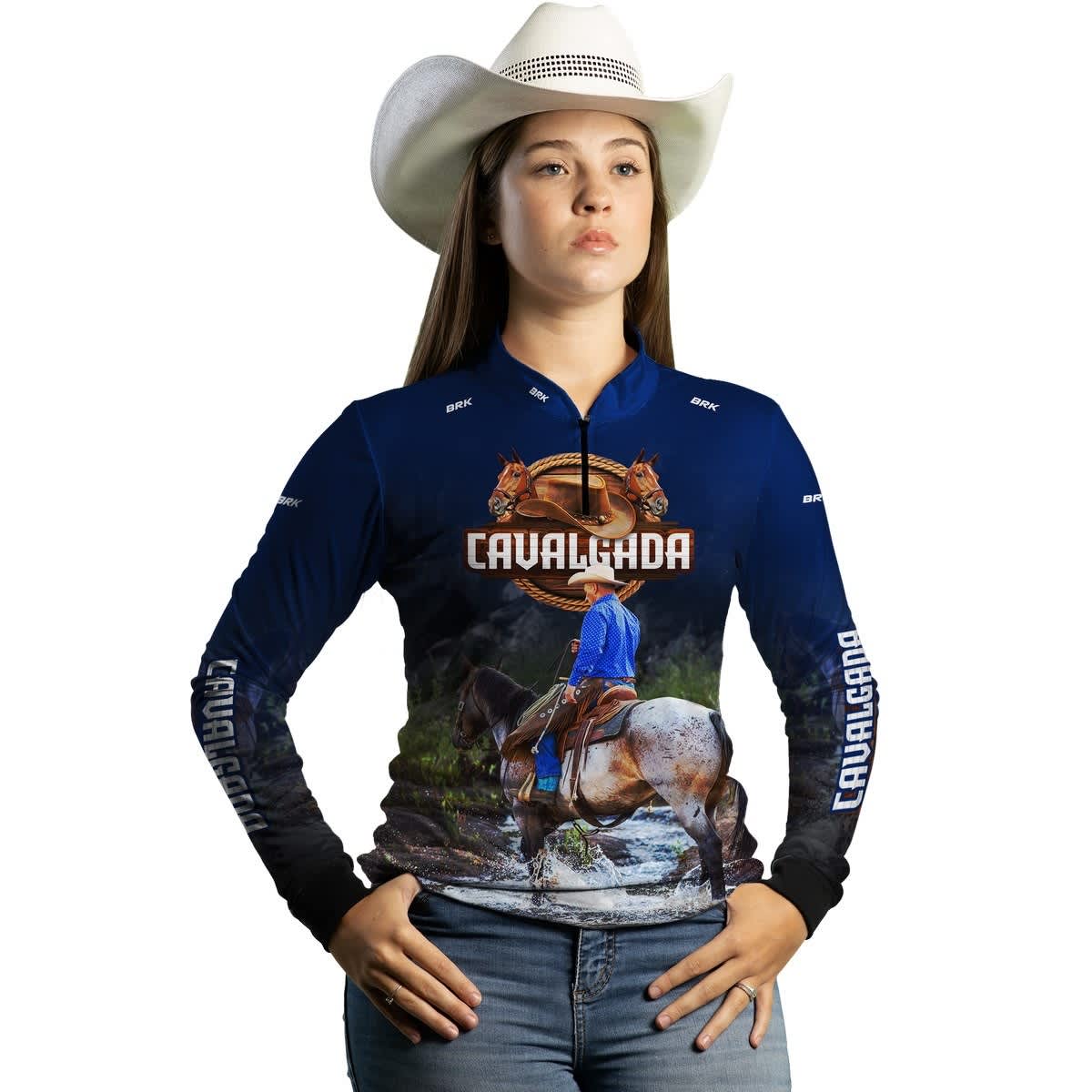 Camisa Agro Brk Cavalgada Azul com Proteção Solar UV50+ - BRK AGRO