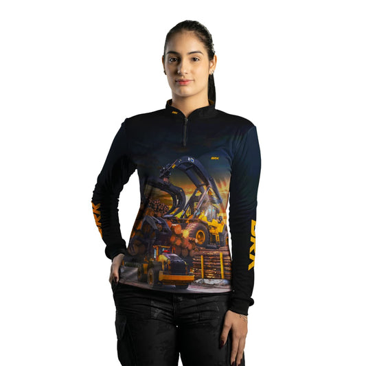 Camisa Feminina Agro Brk Trator Florestal com UV50+