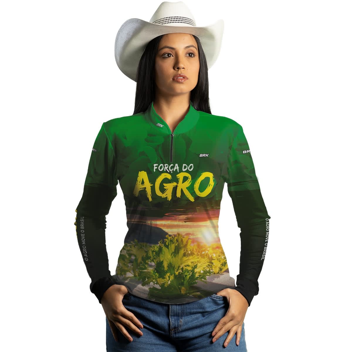 Camisa Agro Brk Força do Agro Hidroponia Alface com Proteção Solar UV50+ - Brk Agro