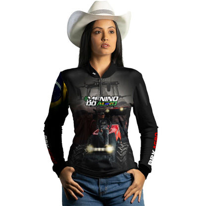 Camisa Agro Brk Menino do Agro Trator Vermelho com Proteção Solar UV50+ - Brk Agro