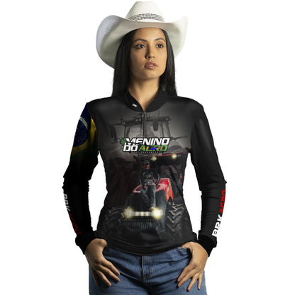 Camisa Agro Brk Menino do Agro Trator Vermelho com Proteção Solar UV50+ - Brk Agro