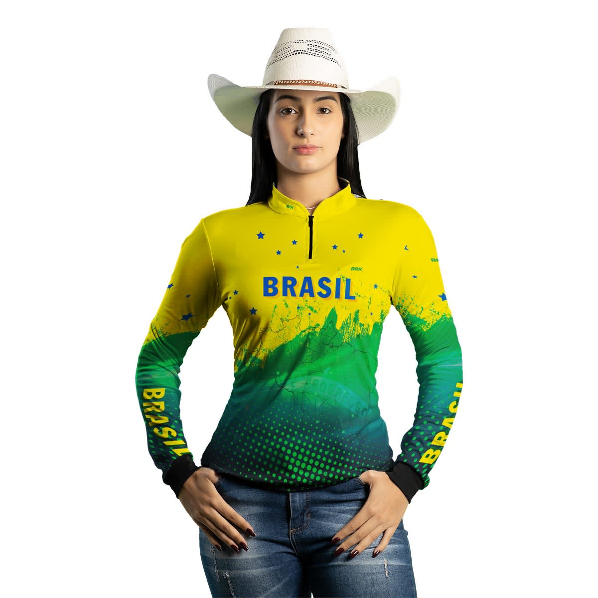 Camisa Agro Brk Brasil Amarela com Proteção Solar UV50+ - Brk Agro
