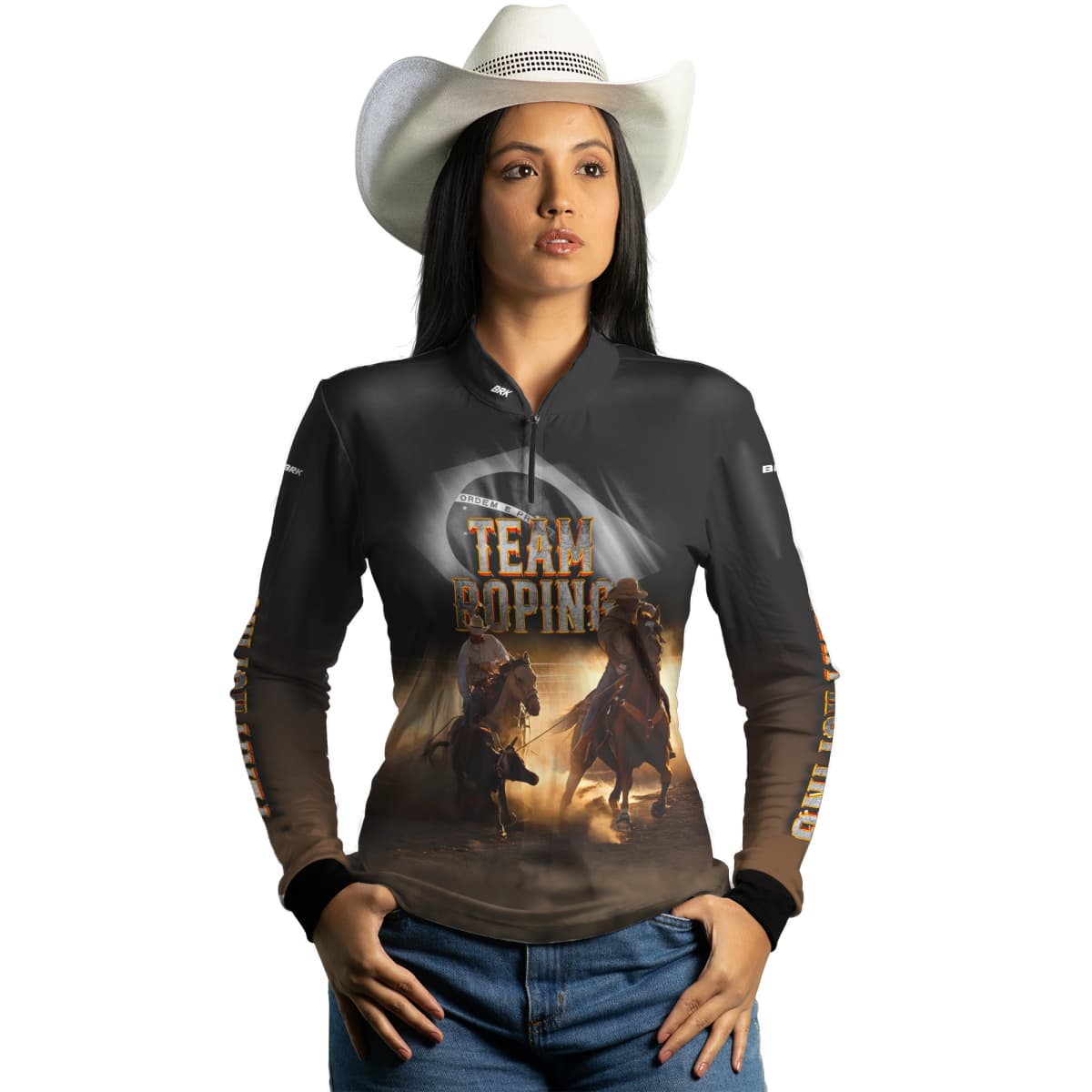 Camisa Agro Brk Team Roping Preto com Proteção UV50+ - BRK AGRO