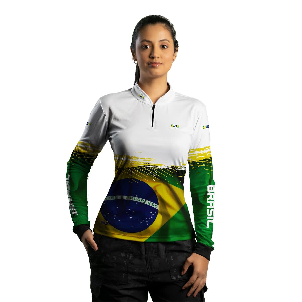 Camisa Feminina Agro Brk Brasil Branca com Proteção Solar UV50+ - Brk Agro