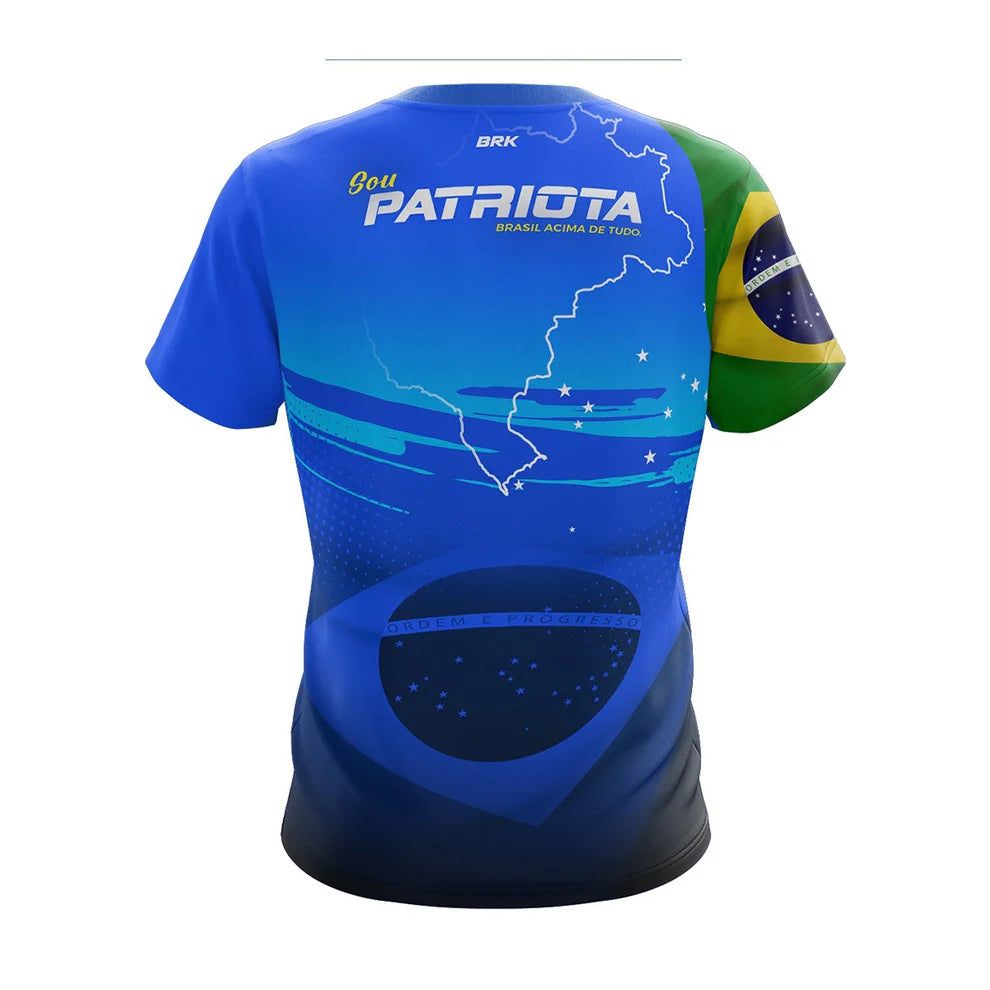 Camiseta Agro Feminina Brk Patriota Azul com Proteção Solar UV50+ - Brk Agro