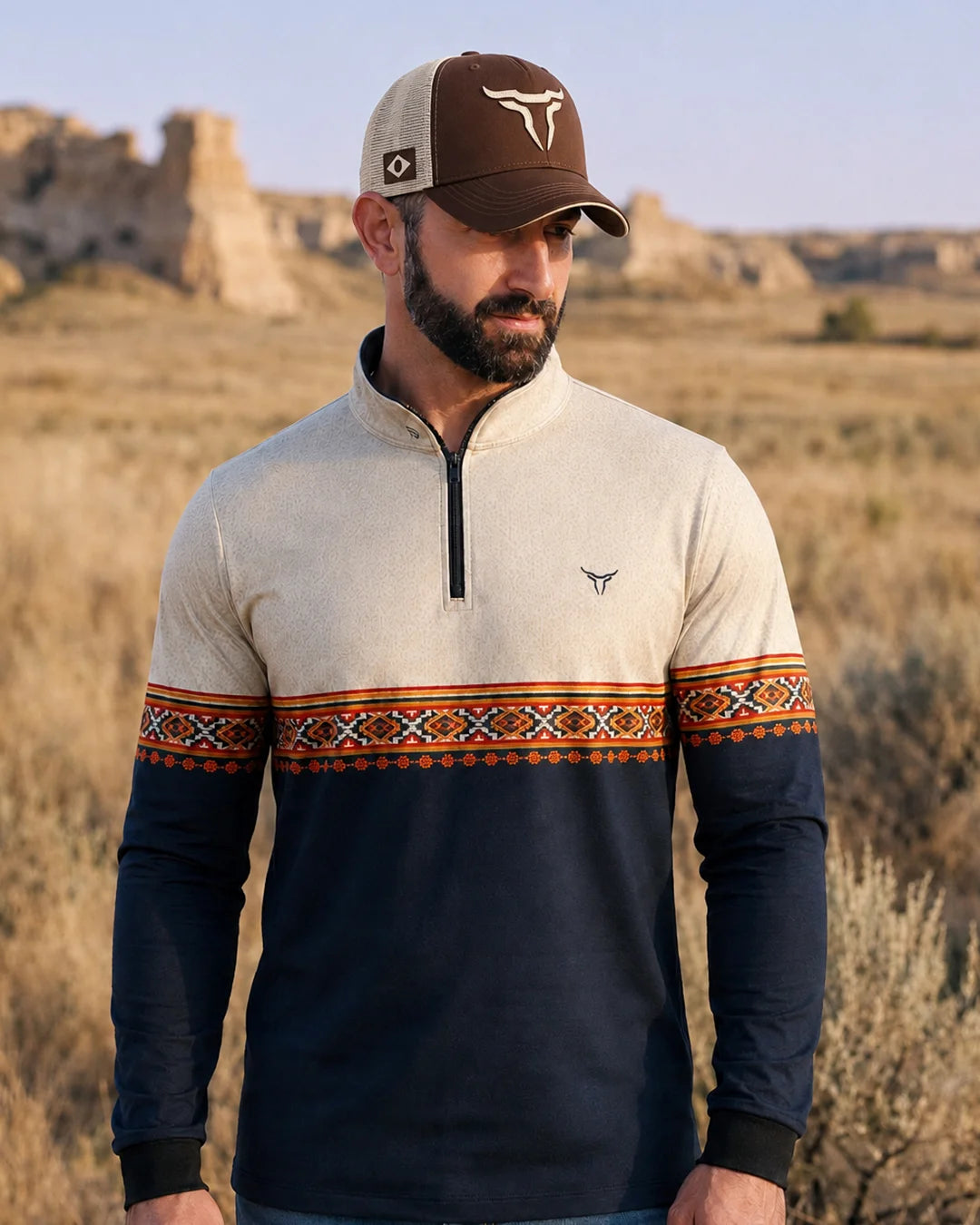 Camisa Apache Bege Azul com UV50