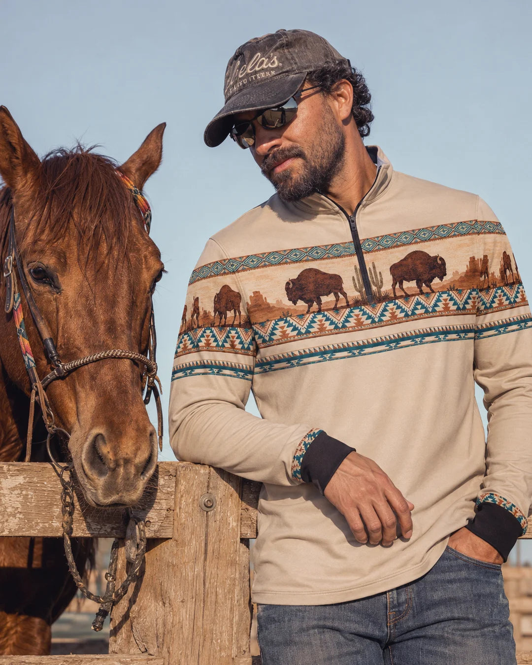 Camisa Búfalos Bege Apache com UV50