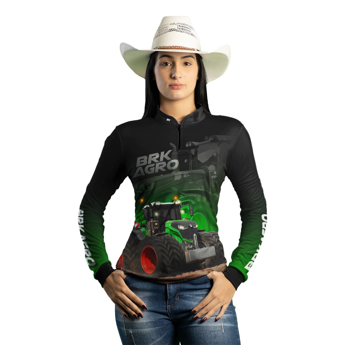 Camisa Agro Brk Trator Vario 1000 Preta com Proteção Solar UV50+ - Brk Agro