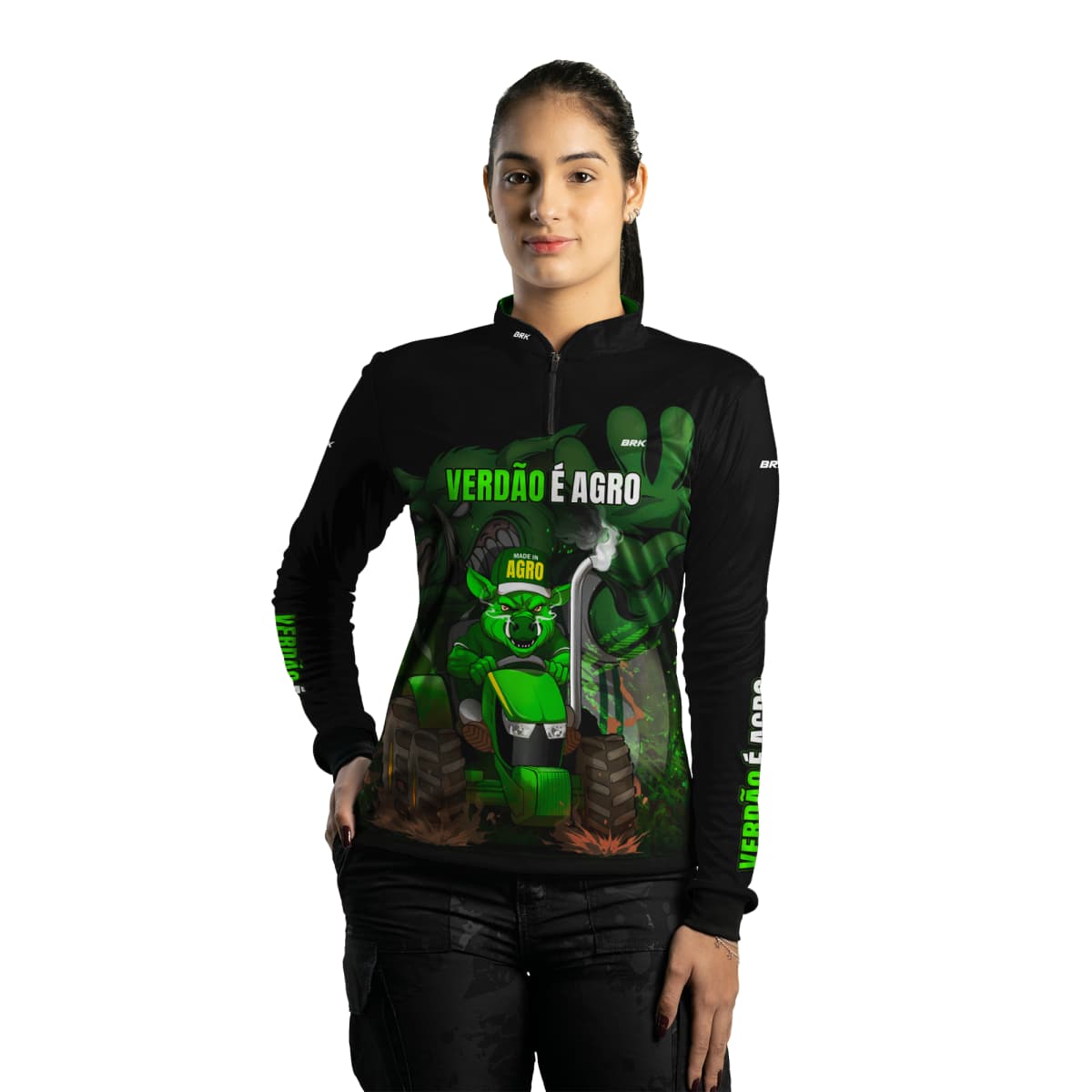 Camisa de Futebol Feminina Brk Verdão é Agro com UV50+ - Brk Agro