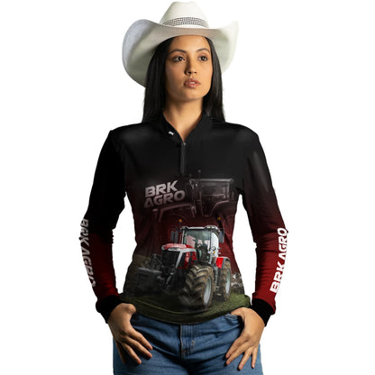 Camisa Agro Brk Trator 8S Vermelho Escura com Proteção Solar UV50+ - Brk Agro